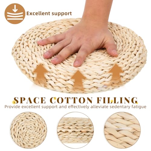 Holibanna Round Straw Weave Cushion Handmade Tatami Floor Pillow for Meditation Yoga Seat Mat Windowsill Seat 11.81 X 11.81 X 7.08 in 3 Pack