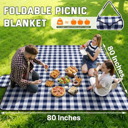 TigeJoy Extra Large Picnic Blanket Waterproof Beach Blanket 60''x80'' - color: Blue, size: 6'8" x 5' (Rectangular)