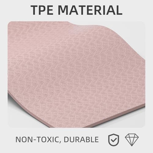 TPE Yoga Mat 72"x26"x0.4" Thick Non Slip Exercise Fitness Mat - color: Pink