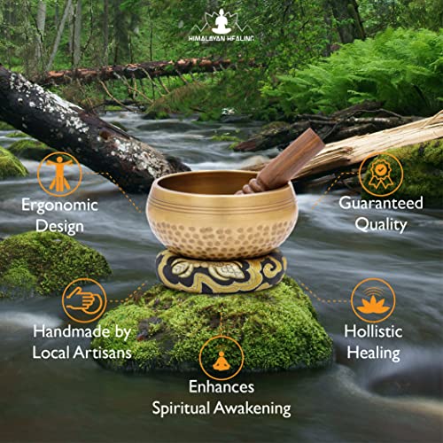 Tibetan Singing Bowls Set~ Meditation Sound Bowl hand Hammered in Nepal For Yoga, Meditation, Mindfulness, Healing & Chakra balancing~ (4 inch (Black Cushion)) - size: 4 inch