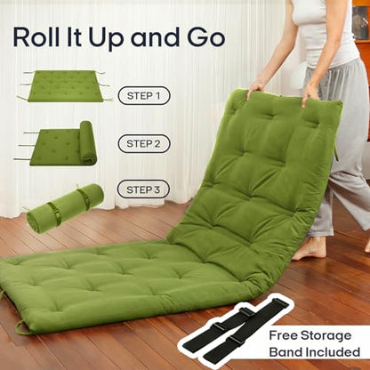 Syrinx Water Resistant Japanese Floor Mattress Futon, Queen Size 80"x60" - color: Green, size: Queen(80"L x 60"W x 2.5"Th)
