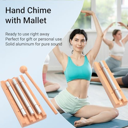 3-Tone Hand Chime with 2 Mallet - Handheld Percussion Instrument with Mallet for Mindfulness, Yoga, Classroom Management and Focus Training