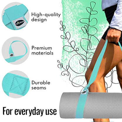 TECEUM Yoga Mat Strap – Extra Soft & Thick Cotton Carrier for All Mats - color: Blue, size: 64 IN