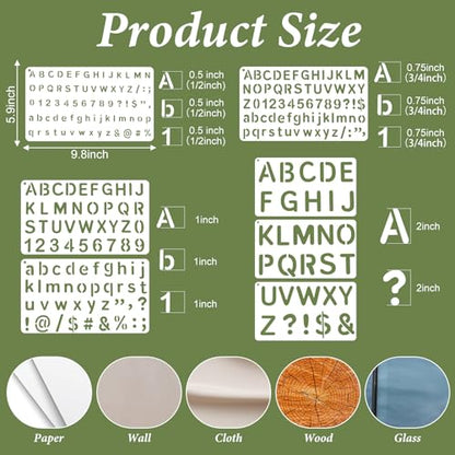 1/2,3/4,1,2 in Small Letter Stencils,Caligraphy Stencil Letters | 15Pcs Letter and Small Number Stencils, Reusable Small Alphabet Stencils for Painting,Journal,Notebook,DIY Crafts,Art Project