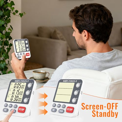 Digital Dual Kitchen Timer, Multiple Channels Countdown Timer - color: White