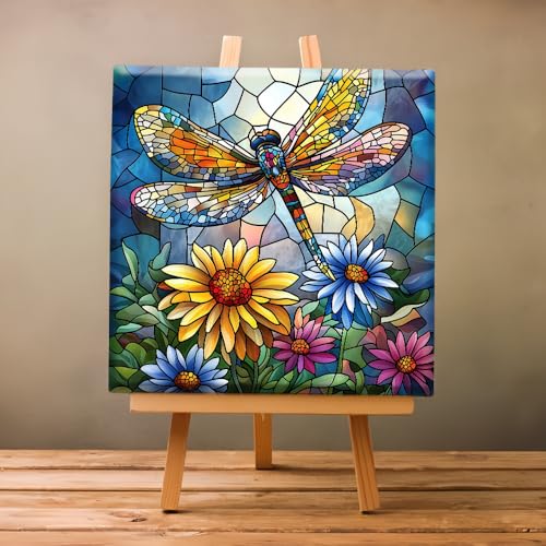 Natuyalo Dragonfly Paint by Number for Adults Beginners, Abstract DIY Paint by Numbers Kits for Adults with Frame, Animals Acrylic Painting Kit on Canvas for Wall Decor 12x12 Inch - color: Color-10