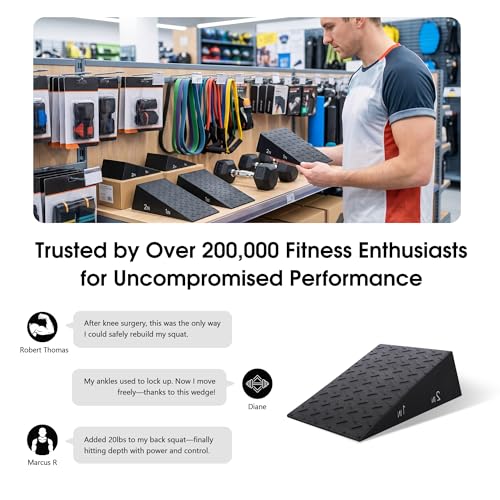 Folaps Squat Wedge Block with Guide for Heel Elevated Squat Weightlifting Slant Board for Squats with Carry Bag to Improve Mobility Balance and Strength Performance - color: Dark