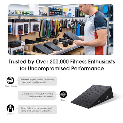 Folaps Squat Wedge Block with Guide for Heel Elevated Squat Weightlifting Slant Board for Squats with Carry Bag to Improve Mobility Balance and Strength Performance - color: Dark