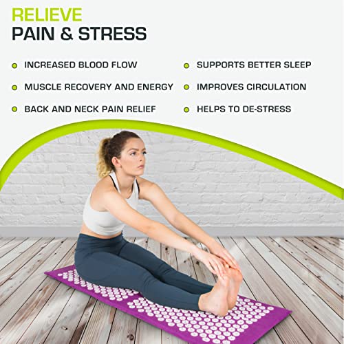 ProsourceFit Acupressure Mat and Pillow Set for Back/Neck Pain Relief and Muscle Relaxation, XL - Purpule/White - color: Purpule/White, size: XL