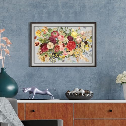 Joeyan Mixed Bouquets Rub On Transfers for Furniture and Crafts, 2 Large Flower Design Sheets 12''x18'', DIY Home Decal on Wood Glass Metal Canvas Porcelain Paper Plastic, Beauty and Fascination - style: Beauty and Fascination