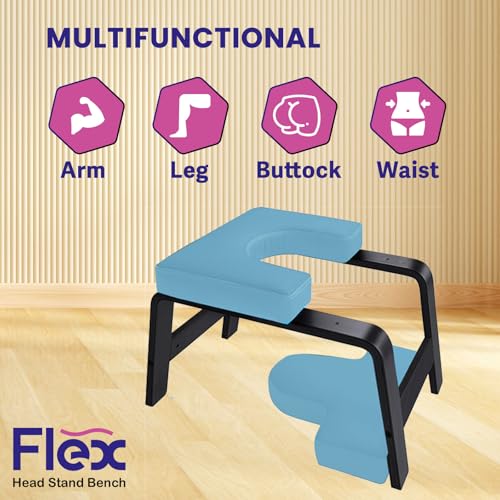 Flex Head Stand Bench - Yoga Inversion Stool for Safe Handstands, Strength Training, and Yoga Poses - 300 lb Capacity, Solid Frame with no Assembly Needed. Includes Nesting Cushion
