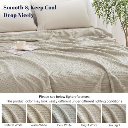 PHF Lightweight Waffle Weave Blanket Twin for Bed Light Taupe 66"x90" - color: Light Taupe, size: Twin(66"x90")