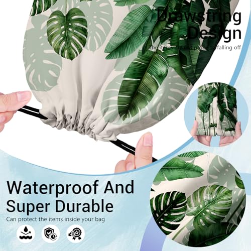 Botanical Gymnastics Grip Bag Tropical Plants Small Drawstring Gym Bag for Yoga - color: Tropical Leaf Green, size: 12"(H)*9.25"(W)