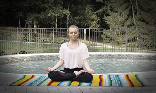 $averPak BodyForge Authentic Mexican Falsa Yoga Blanket (Orange/Teal/White) - color: Orange/Teal/White