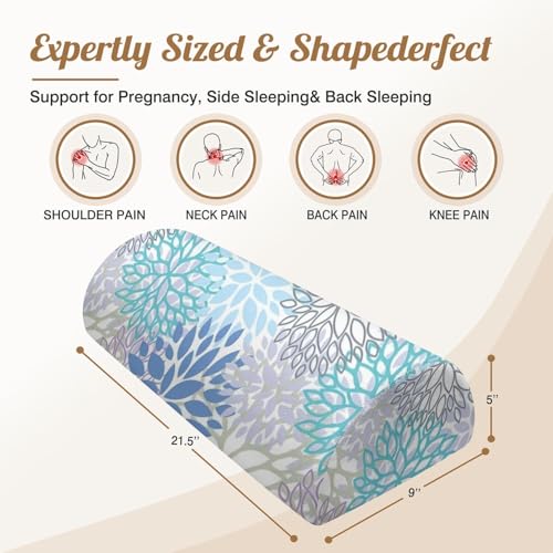 Knee Pillow for Back Sleeping – Half Moon Bolster Pillow for Legs,Under Knee While Sleeping Support, Leg & Back Pain Relief (21.5x9x5 Inches),Machine Washable Cover - color: Blue