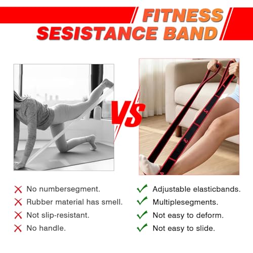 Fitness Stretch Belt, 8 Loop Resistance Band Elastic Training Strap with Numbered Markings for Full Body Workout Physical Therapy, Pilates, Dance & Home Fitness - color: Red Blue Pink