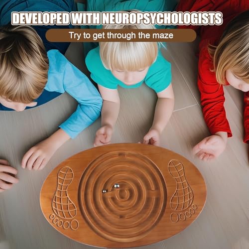JellyArch Maze Balance Board for Kids Wobble Wooden Board with 2 Beads for Toddlers, Teens, Adult, Leg Workout, Exercise Training, Physical Therapy, Body Weight Fitness, Skiing, Surfing, Skateboarding