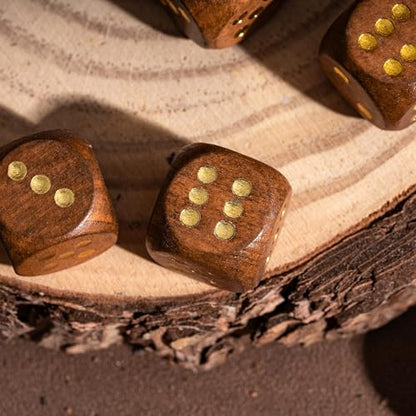 10PCS 6 Sided Dice Set 16mm Wooden D6 Game Dice for DND Board Games - color: D6-brown G