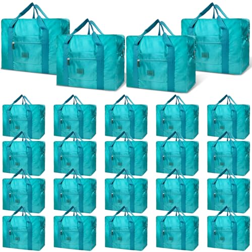 Travel Duffel Bag Foldable Travel Bag Bulk Carry on Luggage Bag Waterproof Tote Sports Gym Bag Lightweight Large Weekender Overnight Bag for Women and Men (Green 24PCS) - color: Green 24PCS