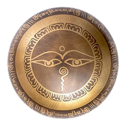 Tibetan Singing Bowl Set - Easy To Play Authentic Handcrafted For Meditation Sound Bowl Chakra Yoga Healing 4 Inches By Himalayan Bazaar (Brown & Blue) - color: Brown - Blue