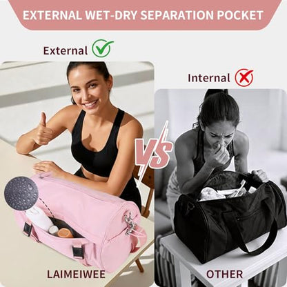 Small Gym Bag for Women Men, 15L Sports Workout Bag with Wet Pocket and Yoga Mat Holder, Lightweight & Water-Resistant Mini Travel Duffle Bag (Pink) - color: Pink