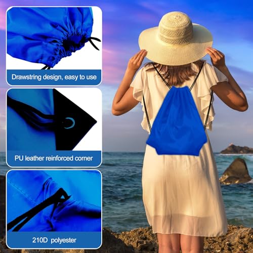 KUUQA 12 Pcs Drawstring Backpack Bags, Blue - color: Blue