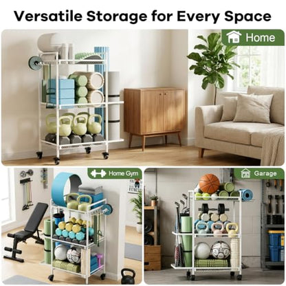 Yoga Mat Storage Rack Space-Saving Home Gym Organizer Sturdy Workout Equipment Holder for Yoga Mat Foam Roller and Fitness Accessories