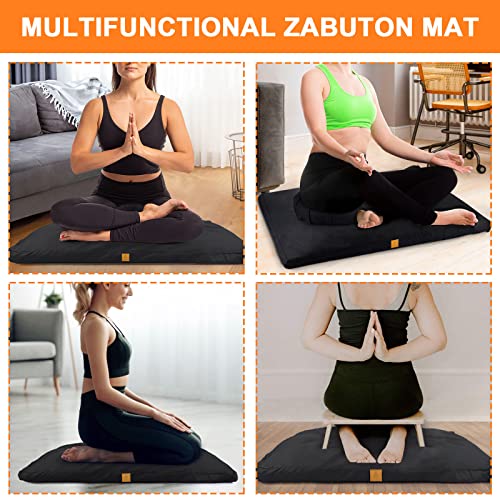 Zabuton Meditation Mat (36"×28"×2") Luxurious Meditation Cushion for Kneeling Sitting Large Floor Pillow Zafu/Bench-Washable Cotton Cover 100% Organic Cotton Filling (White) - color: White