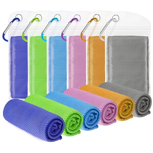 Cooling Towels for Neck and Face 6Pack(40"x12"), Cooling Neck Wraps for Gym | Lightweight, Sweat wicking, Quick dry, Soft, Reusable, Absorbent, Cooling Rags for Running, Tennis, Travel, Climbing - color: Blue/Orange/Green/Light Purple/Royal Blue/Dark Gray