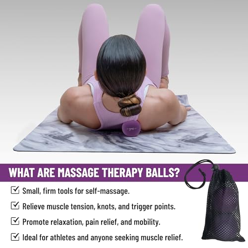 Silicone Massage Lacrosse Balls for Trigger Point Therapy, Muscle Knots, and Physical Therapy. Set of 2 Balls with Carrying Bag. Latex-Free. Ideal for Deep Tissue Massage and Myofascial Release - color: Purple Haze