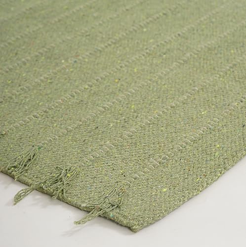 Indian Handmade 100% Organic Cotton Yoga Mat, Hand Woven Rug, Yoga Mat For Everyday Fitness at Home Comfortable Foldable Long Mat - color: Parrot Green