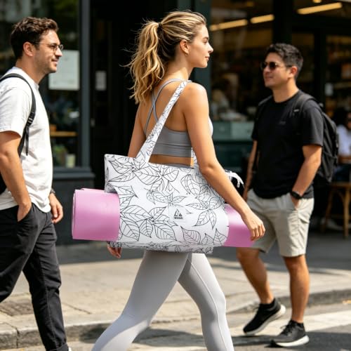 IwIeIaIrI Yoga Tote Mat Bag Carrier for Women with Mat Holder | Yoga Mat Bag Gym with Zipper Pocket, Polyester Material, Fits Workout Supplies. Great Yoga Accessory Gift - color: White