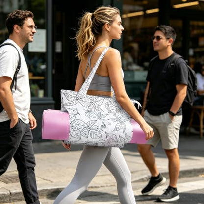 IwIeIaIrI Yoga Tote Mat Bag Carrier for Women with Mat Holder | Yoga Mat Bag Gym with Zipper Pocket, Polyester Material, Fits Workout Supplies. Great Yoga Accessory Gift - color: White