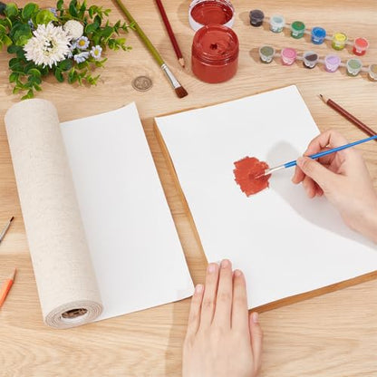 BENECREAT 5.5 Yards x 11 Inch Canvas Roll Linen, Four Primed Canvas Roll Artist Canvas for Gesso Art Painting Oil Painting Backdrop Decoration, 0.3mm Thick