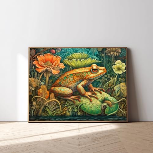 Frog Paint by Numbers Kit for Adults, 16x20 inch | DIY Painting Kits Crafts for Adults, Relieve Stress, Gift, Home Wall Decor - color: Frog