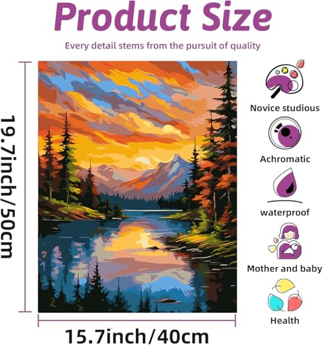 Ekuxom Landscape Paint by Numbers Kit for Adults 16x20 Inch | Mountain Adult Paint by Number Kits on Canvas-DIY Acrylic Watercolor Oil Paints Art for Home Decor Gift - color: Landscape