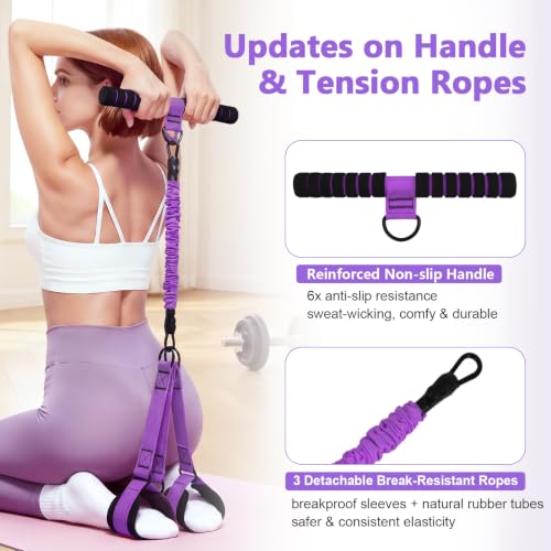 Pedal Resistance Band with Handle, Upgraded 6-Tube Exercise Bands - color: Upgraded Purple