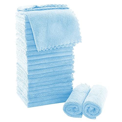 MOONQUEEN Ultra Soft Premium Washcloths Set - 12 x 12 inches - 24 Pack - Quick Drying - Highly Absorbent Coral Velvet Bathroom Wash Clothes - Use as Bath, Spa, Facial, Fingertip Towel (Aquamarine) - color: Aquamarine, size: 12 x 12 Inch(Pack of 24)