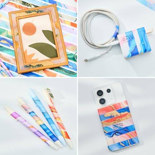 Marble Washi Tape Set 30 Rolls,Decorative Masking Tape for Junk Journal, Scrapbooking Supplies, DIY Crafting Supplies - style: Marble