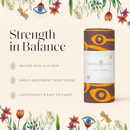 KARMA AND LUCK Grounded Grace Yoga Towel, Rooted Energy for Strength & Balance, Non-Slip Hot Yoga Mat Towel with Silicone Base, Highly Absorbent Terry Suede, 26” x 72” - color: Grounded