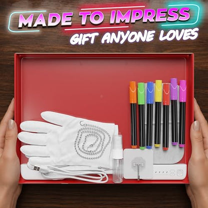 Upgraded 16-Inch LED Drawing Board Rechargeable – 7 Colors, 10 Lighting Effects, Adjustable Brightness – Acrylic Light Board for Tracing with Stand, Markers & Complete Set – Birthday Gift Idea (White) - style: White