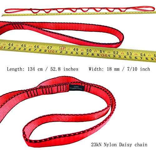 53 Inches Nylon Daisy Chains Rope Climbing Lanyard Straps Looped Strong Slings 23 kN Aerial Yoga Webbing - color: 2PCS Red