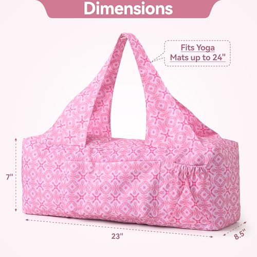 BOULDER BEE Yoga Mat Bag with Wet Pocket, Large Yoga Mat Carrier Fits All Your Stuff, Personalized Yoga Gifts, Gym Tote Bag for Women - color: Deep Pink