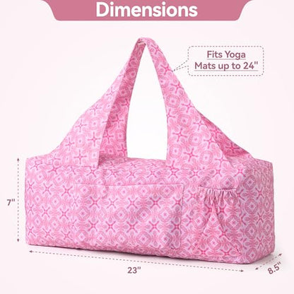 BOULDER BEE Yoga Mat Bag with Wet Pocket, Large Yoga Mat Carrier Fits All Your Stuff, Personalized Yoga Gifts, Gym Tote Bag for Women - color: Deep Pink