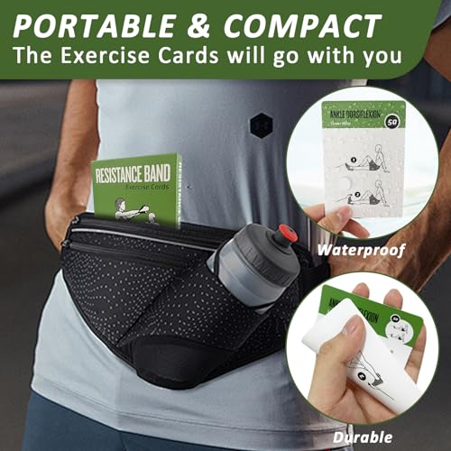 Resistance Belt Workout Cards, 62 Exercises Cards Deck Large Size 5" x 3.5" Fitness Cards for Women & Men, Beginner Fitness Guide to Training Exercises at Home or Gym - style: Resistance Belt