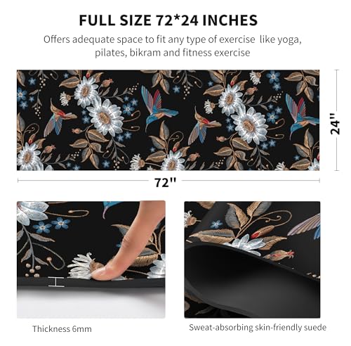 nuveti Yoga Mat Print Extra Thick TPE Non Slip Fitness Exercise Mat with Carrying Bag,72"x24" Extra Thick 6MM Exercise & Workout Mat for Yoga, Pilates Fitness and Floor Exercises - color: Bird