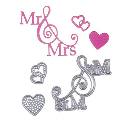Letter Thank You Mr&Mrs Best Wishes Happy Anniversary Heart Metal Cutting Dies Stencil DIY Scrapbooking Embossing Tool DIY Paper Cards Album Decoration (Mr & Mrs) - style: Mr & Mrs