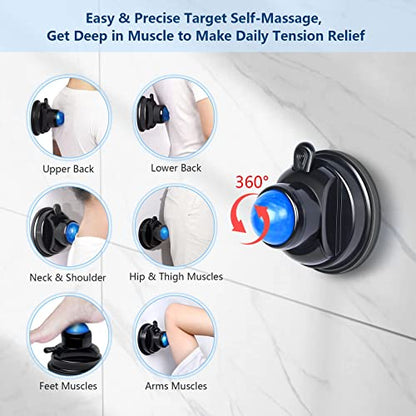 Wall-Mountable Massage Ball 2 pack Muscle Massage Roller for Pain Relief | Myofascial Release,Muscle Knots Back Pain,Hands-Free,Hot/Cold Therapy,Suction Cup Wall Mounting/Floor Rolling,Replace,Wash - style: 1 - Pack - Mountable Ball
