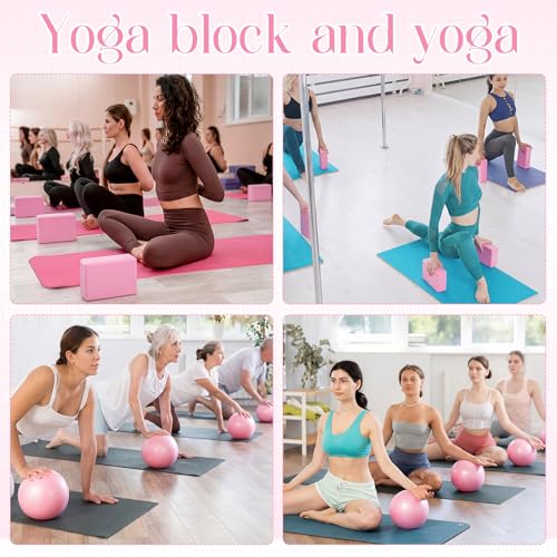18 Pieces Yoga Block and Pilates Ball Set, 12 Foam Non-slip Yoga Bricks with 6 Small Exercise Balls for Pilates, Stretching & Home Workout