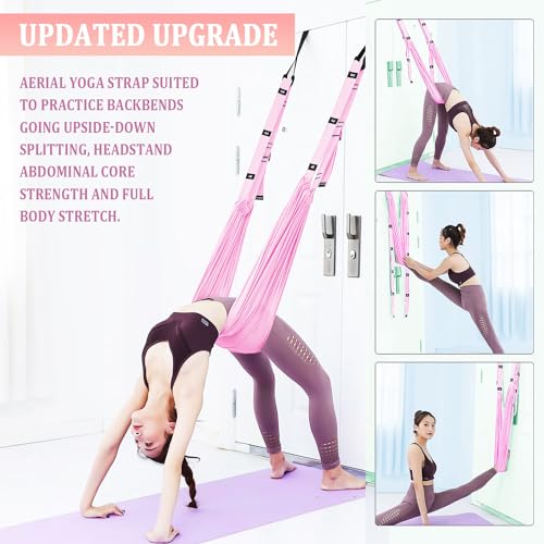 Leg Stretcher Strap Adjustable Fitness Strap Band for Waist Trainer Stretching Door Swing Flexibility Tensile Trainer with Carrying Pouch Back Bend Go Upside-Down for Yoga Practitioner Ballet Dancer Gymnastics Exercises - color: Pink